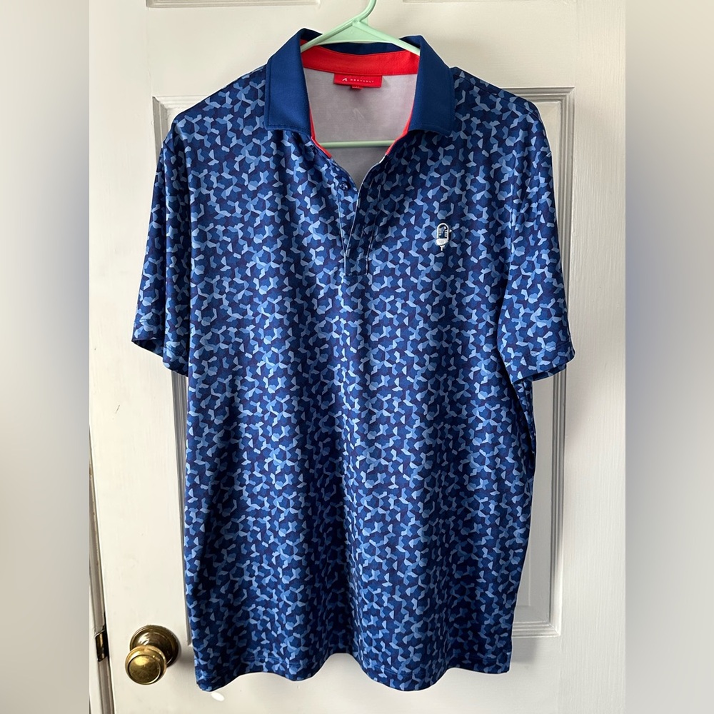 Redvanly Blue Patterned Golf Polo Shirt